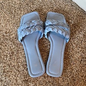 Blue WOVEN FLAT SANDALS (Zara, size 38/7.5)